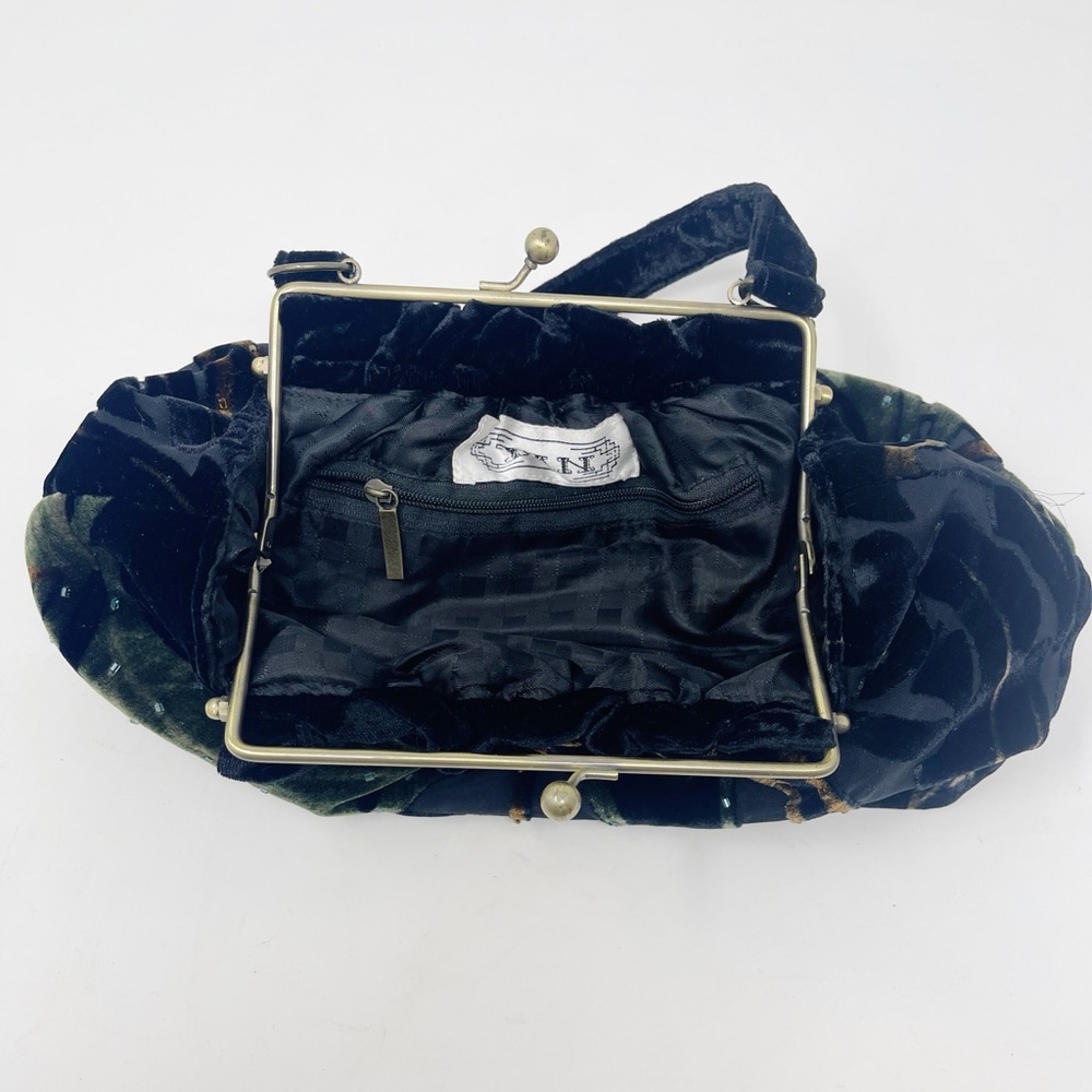 Tan velvet satchel handbag purse multicolor - Picture 7 of 10
